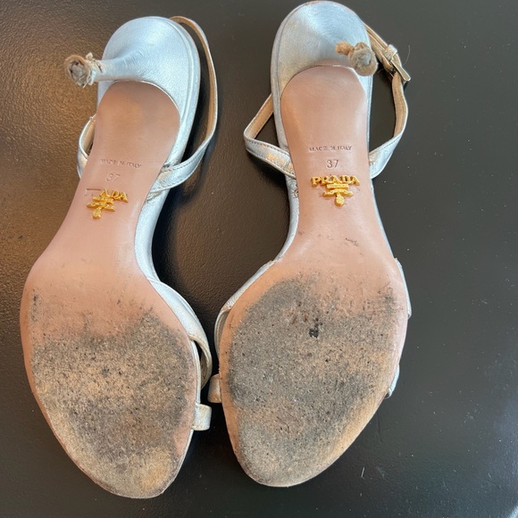 Prada Sling Back Silver Heels - Picture 3 of 8